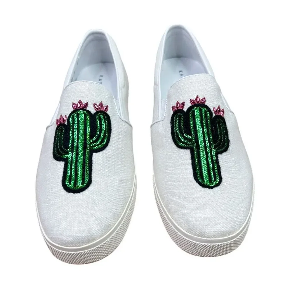 Katy Perry The Kerry Canvas Cactus Applique Slip-On Sneakers - Size 8